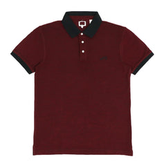 POLO (MEN) - MAROON WITH BLACK COLLAR