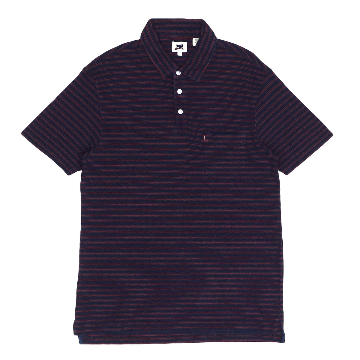POLO (MEN)- NAVY BLUE WITH RED LINES & FRONT POCKET