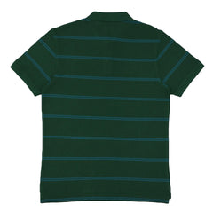 POLO (MEN) - DARK GREEN WITH BLUE STRIPES