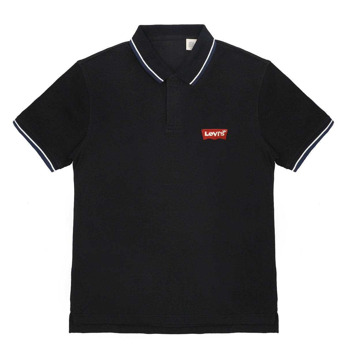 POLO (MEN)- BLACK WITH WHITE STRIP ON COLLAR