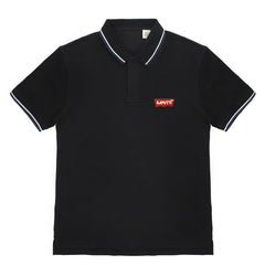 POLO (MEN)- BLACK WITH WHITE STRIP ON COLLAR