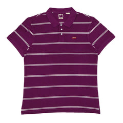POLO (MEN) - PURPLE & WHITE STRIPES