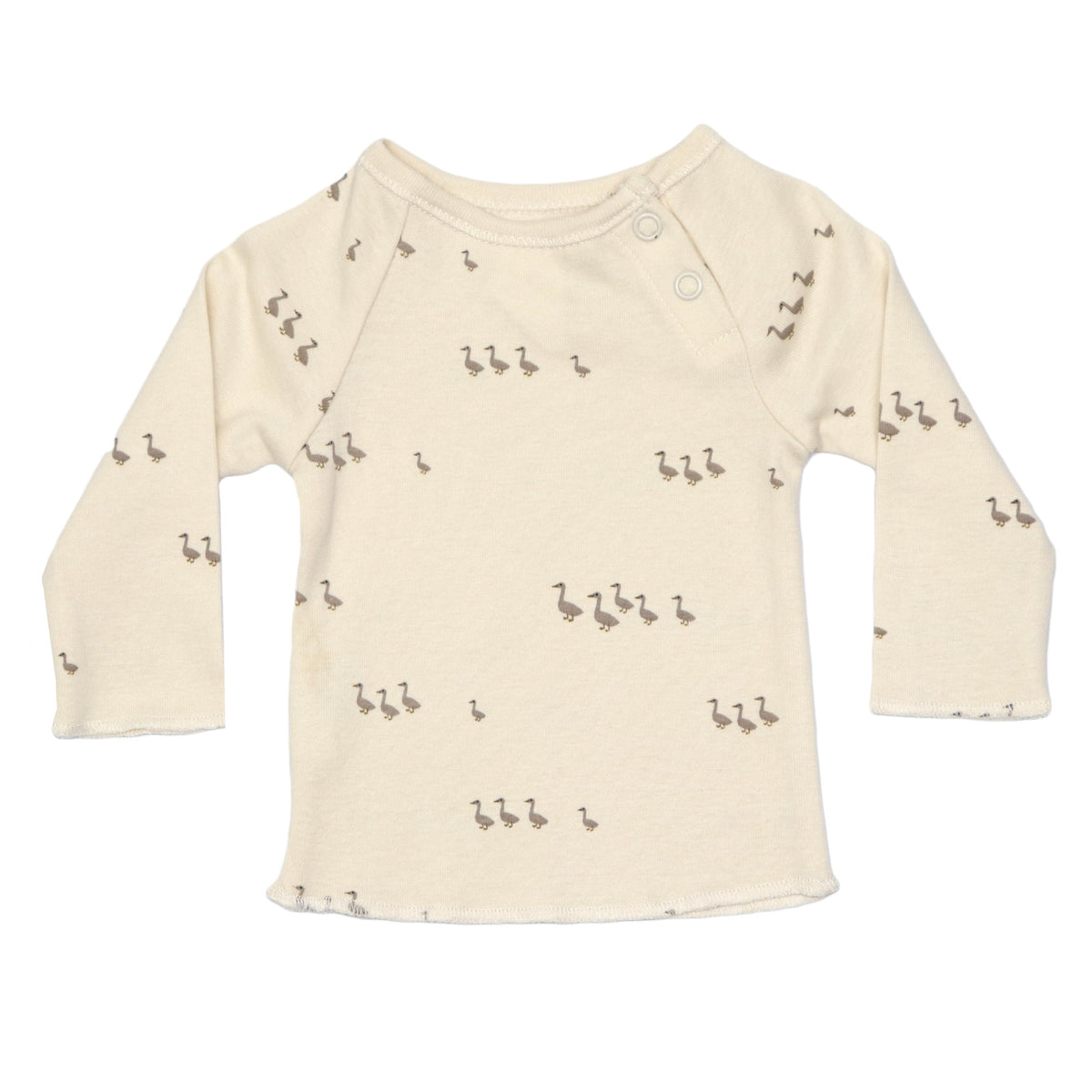 BABY T-SHIRT FULL SLEEVE - CREAM WITH DUCK PRINT