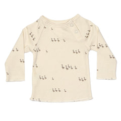 BABY T-SHIRT FULL SLEEVE - CREAM WITH DUCK PRINT