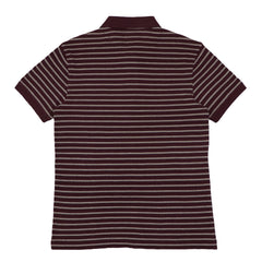 POLO (MEN) - MAROON WITH WHITE STRIPES