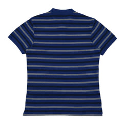 POLO (MEN) - NAVY BLUE WITH WHITE AND BLACK STRIPES