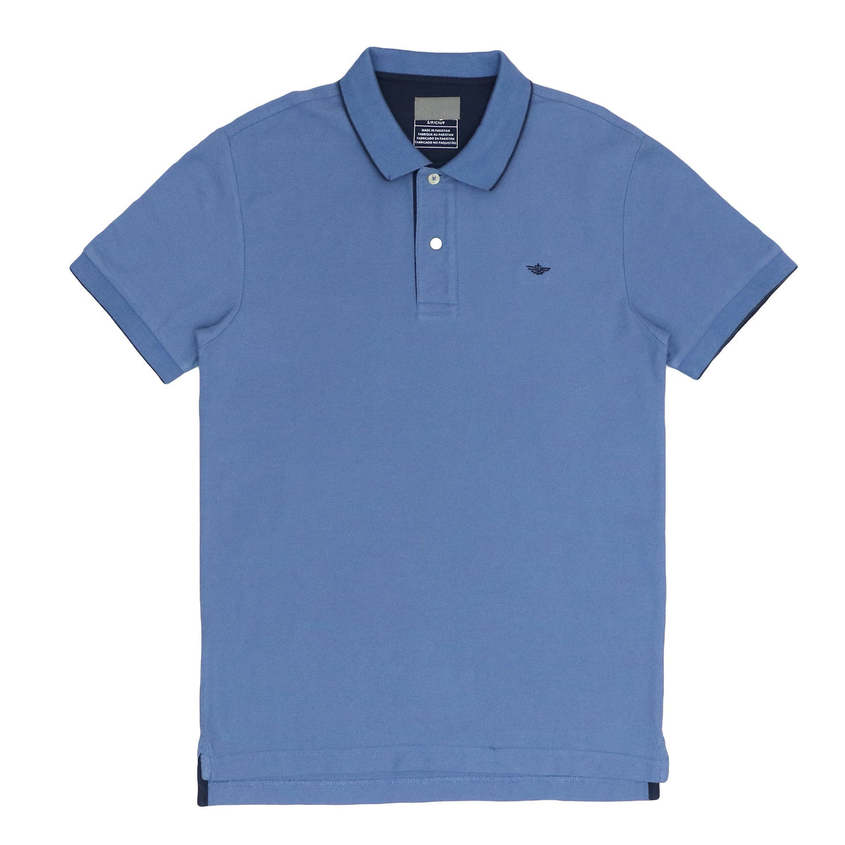 POLO MEN - BLUE WITH BLACK STRIPES ON COLLAR