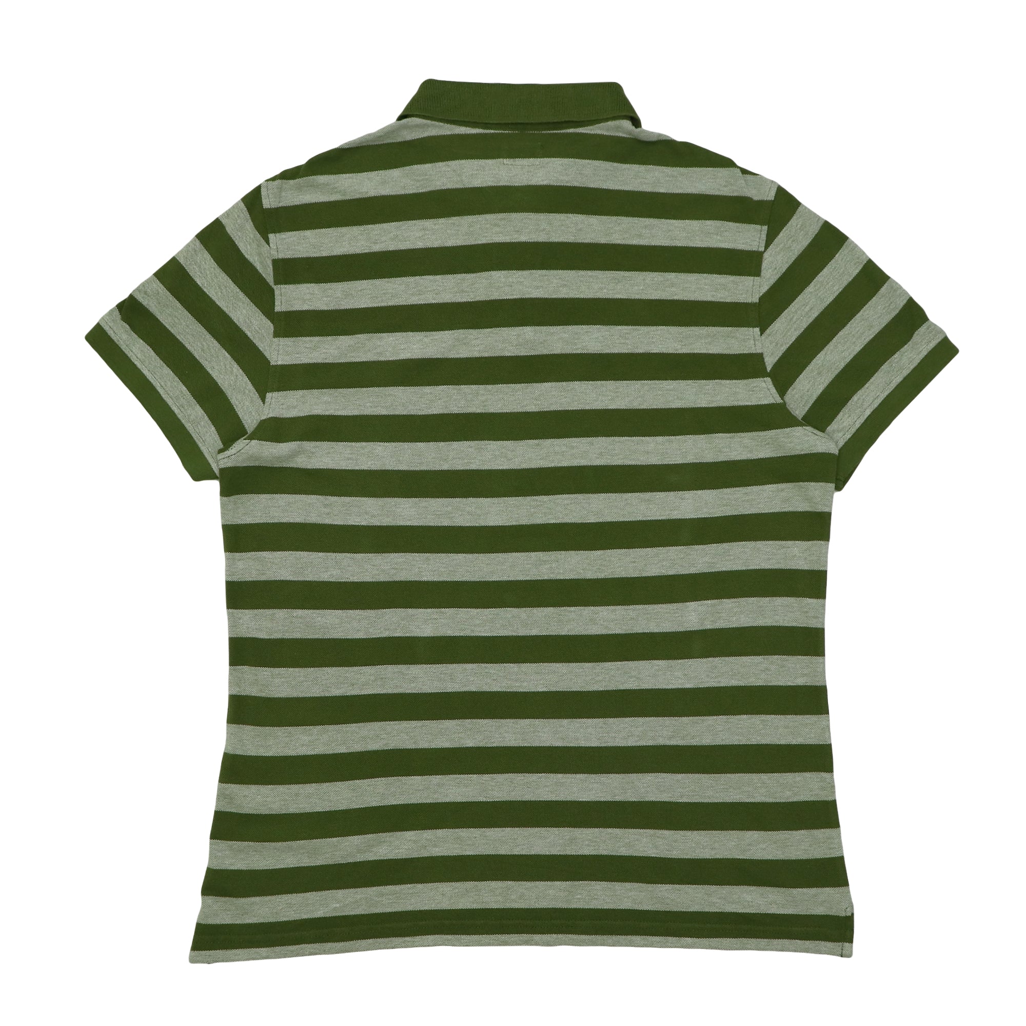POLO (MEN) - DARK GREEN & LIGHT GREEN THICK STRIPES