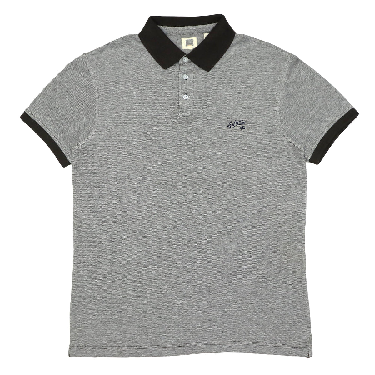POLO (MEN) - HEATHER GREY WITH BLACK COLLAR