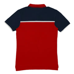 POLO (MEN) - RED & BLUE WITH WHITE STRIPE