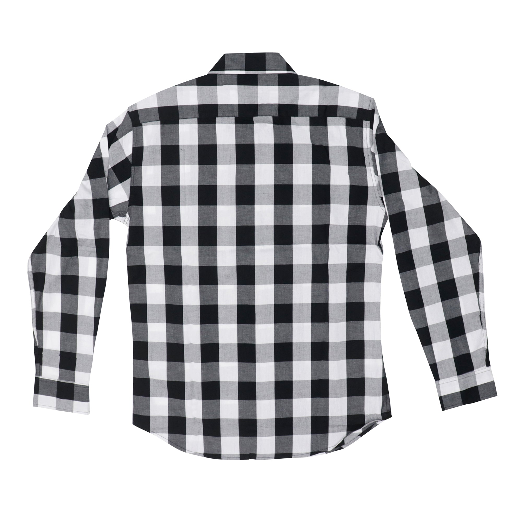 CASUAL SHIRT (MEN) - WHITE & BIG BLACK CHECKS WITH FRONT POCKET