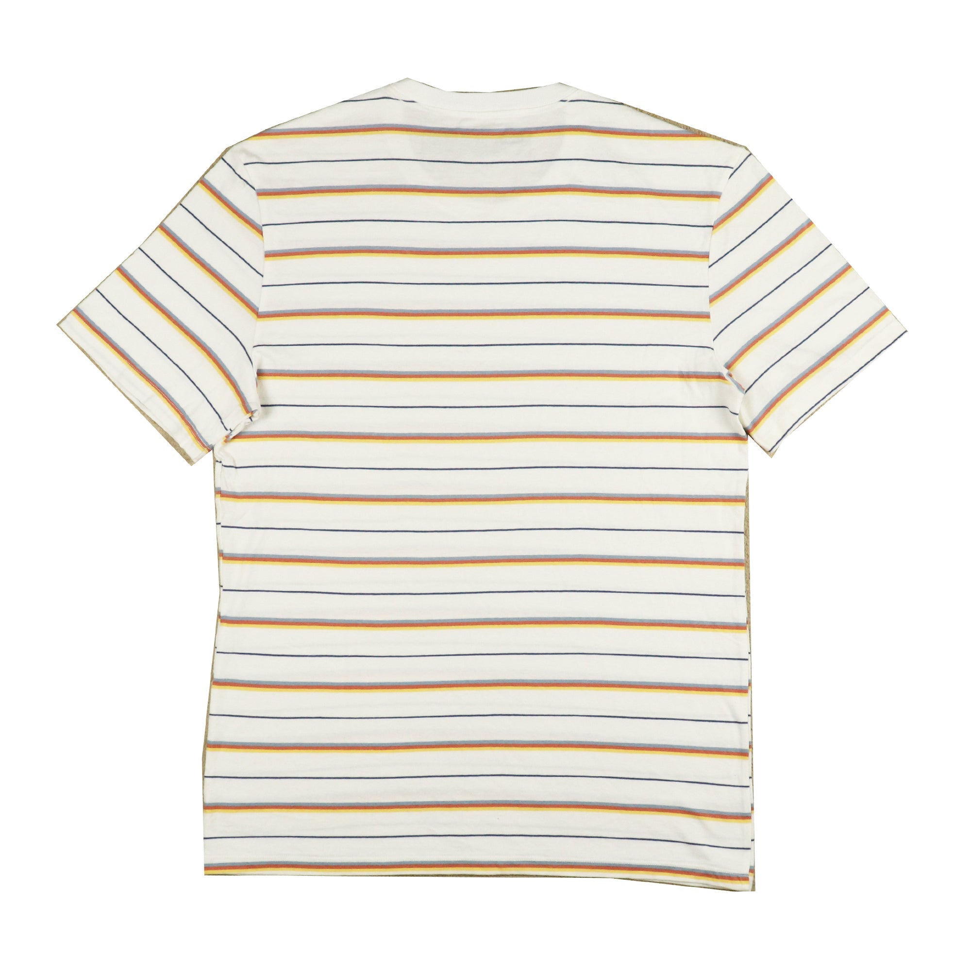 Round Neck (Men) - WHITE WITH BLUE, YELLOW & ORANGE LINES