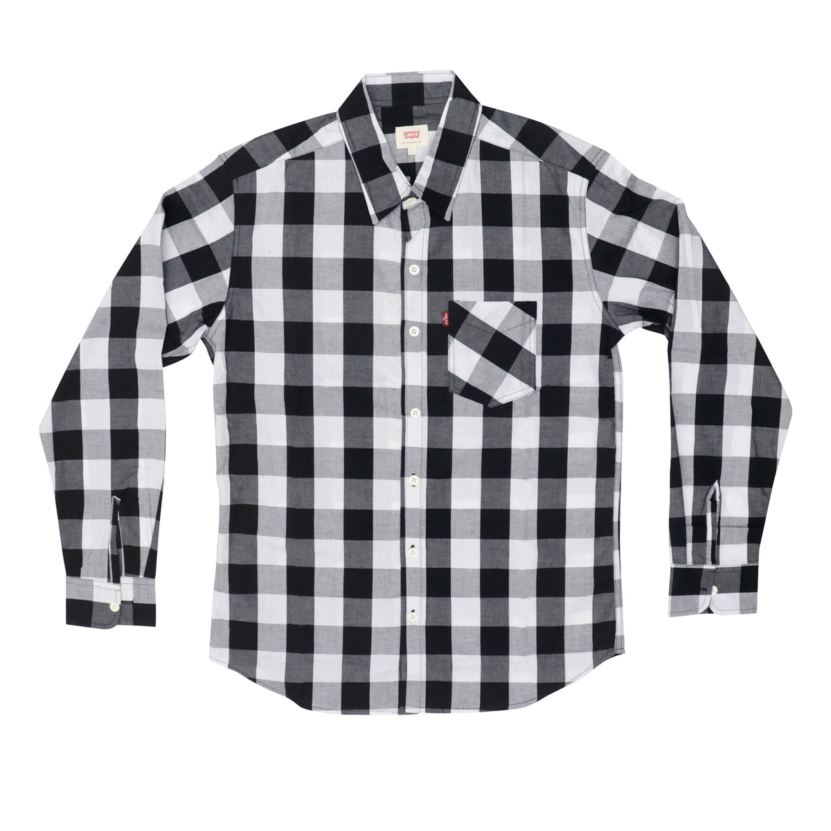 CASUAL SHIRT (MEN) - WHITE & BIG BLACK CHECKS WITH FRONT POCKET