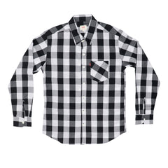 CASUAL SHIRT (MEN) - WHITE & BIG BLACK CHECKS WITH FRONT POCKET