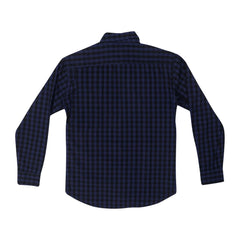 CASUAL SHIRT (MEN) - DARK BLUE & BLACK CHECKS WITH FRONT POCKET