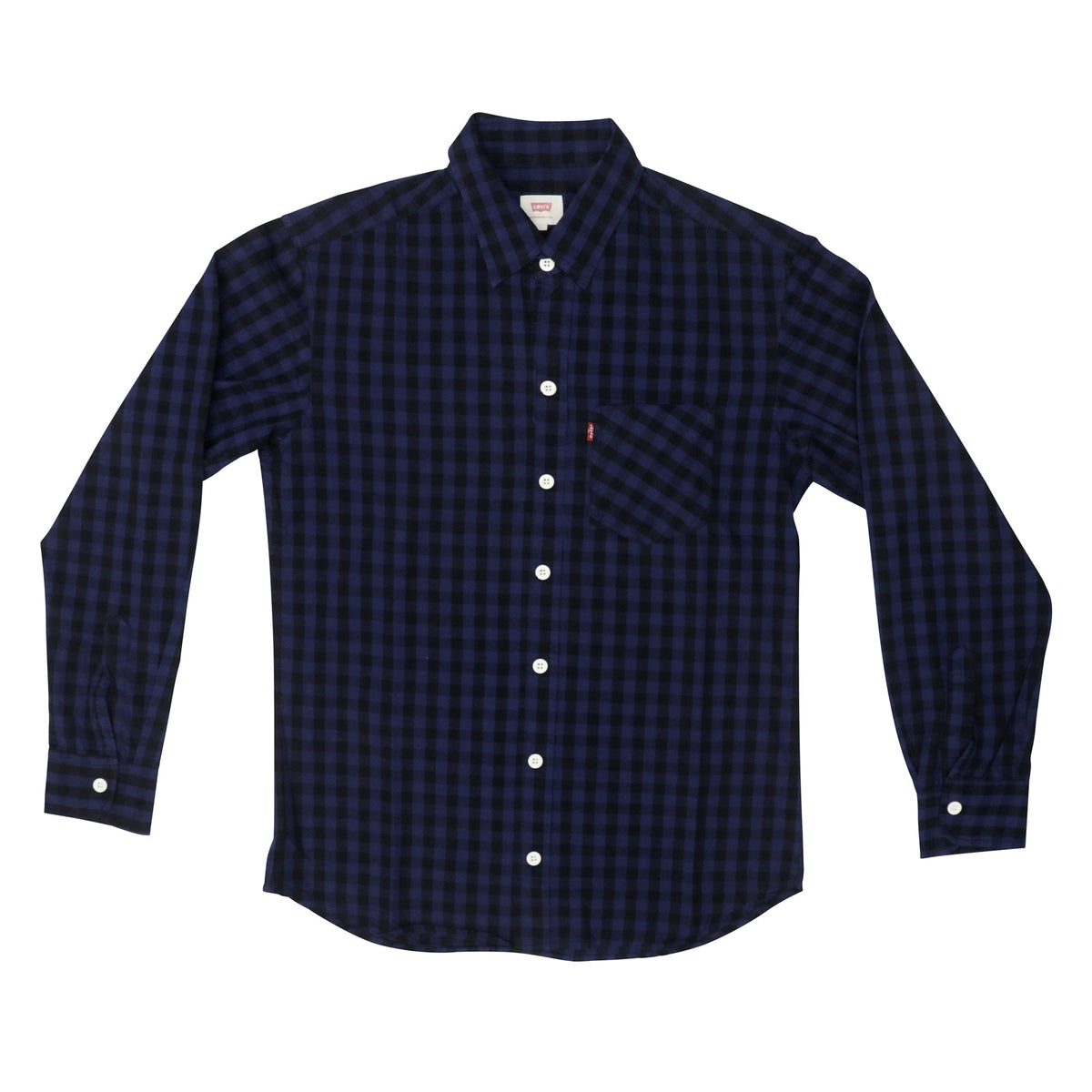 CASUAL SHIRT (MEN) - DARK BLUE & BLACK CHECKS WITH FRONT POCKET