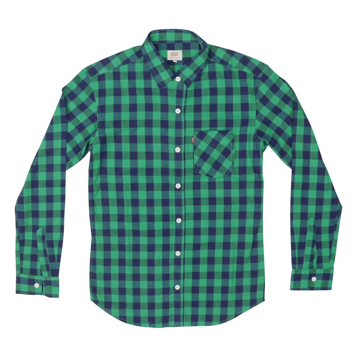 CASUAL SHIRT (MEN) - GREEN & BLUE CHECKS WITH FRONT POCKET