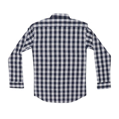 CASUAL SHIRT (MEN) - BLUE, WHITE & GREY CHECKS WITH FRONT POCKET