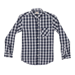 CASUAL SHIRT (MEN) - BLUE, WHITE & GREY CHECKS WITH FRONT POCKET