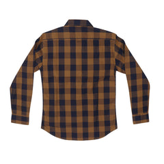 CASUAL SHIRT (MEN) - BROWN & DARK BLUE CHECKS WITH FRONT POCKET