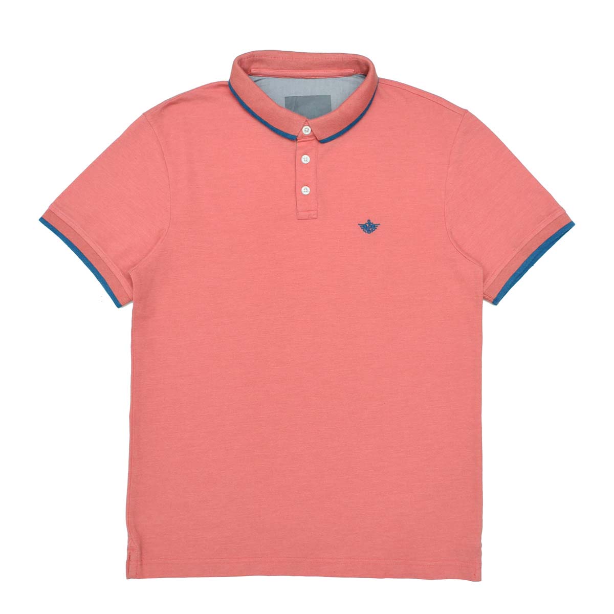 POLO MEN - LIGHT ORANGE WITH BLUE STRIPE ON SMALL COLLAR