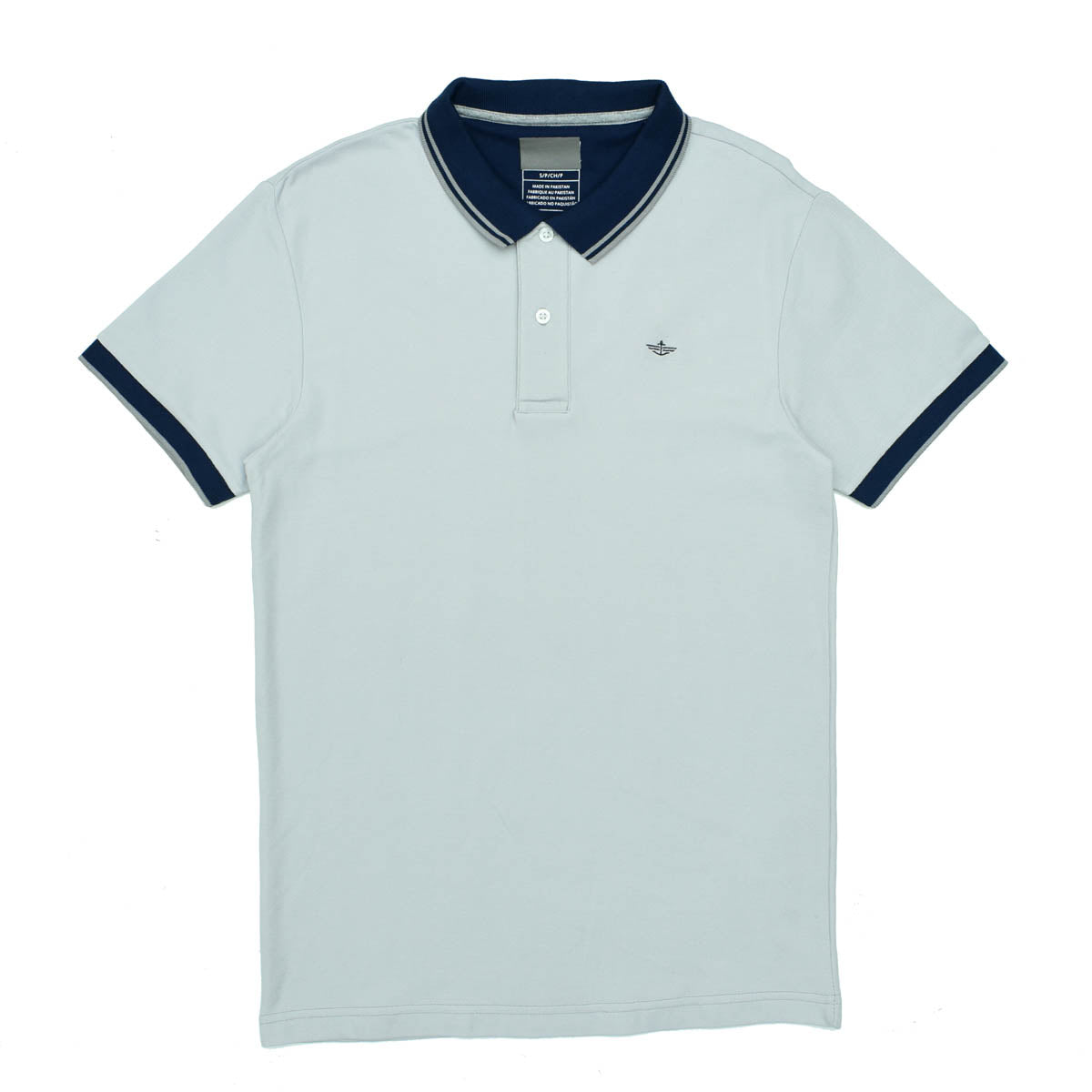 POLO MEN - ASH GREY WITH BLUE COLLAR