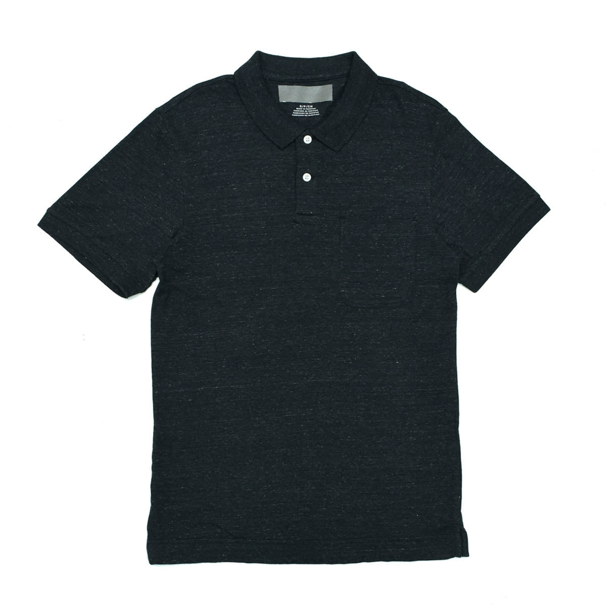 POLO (MEN) -  HEATHER BLACK WITH FRONT POCKET