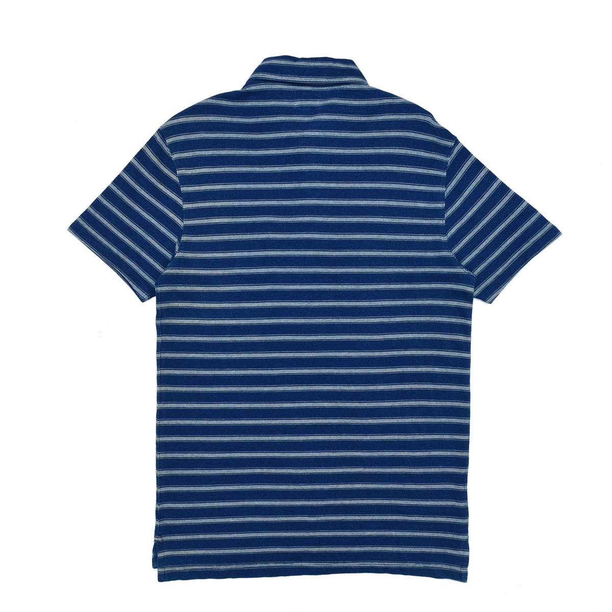 POLO (MEN) - BLUE WITH WHITE DOTTED  LINES & FRONT POCKET