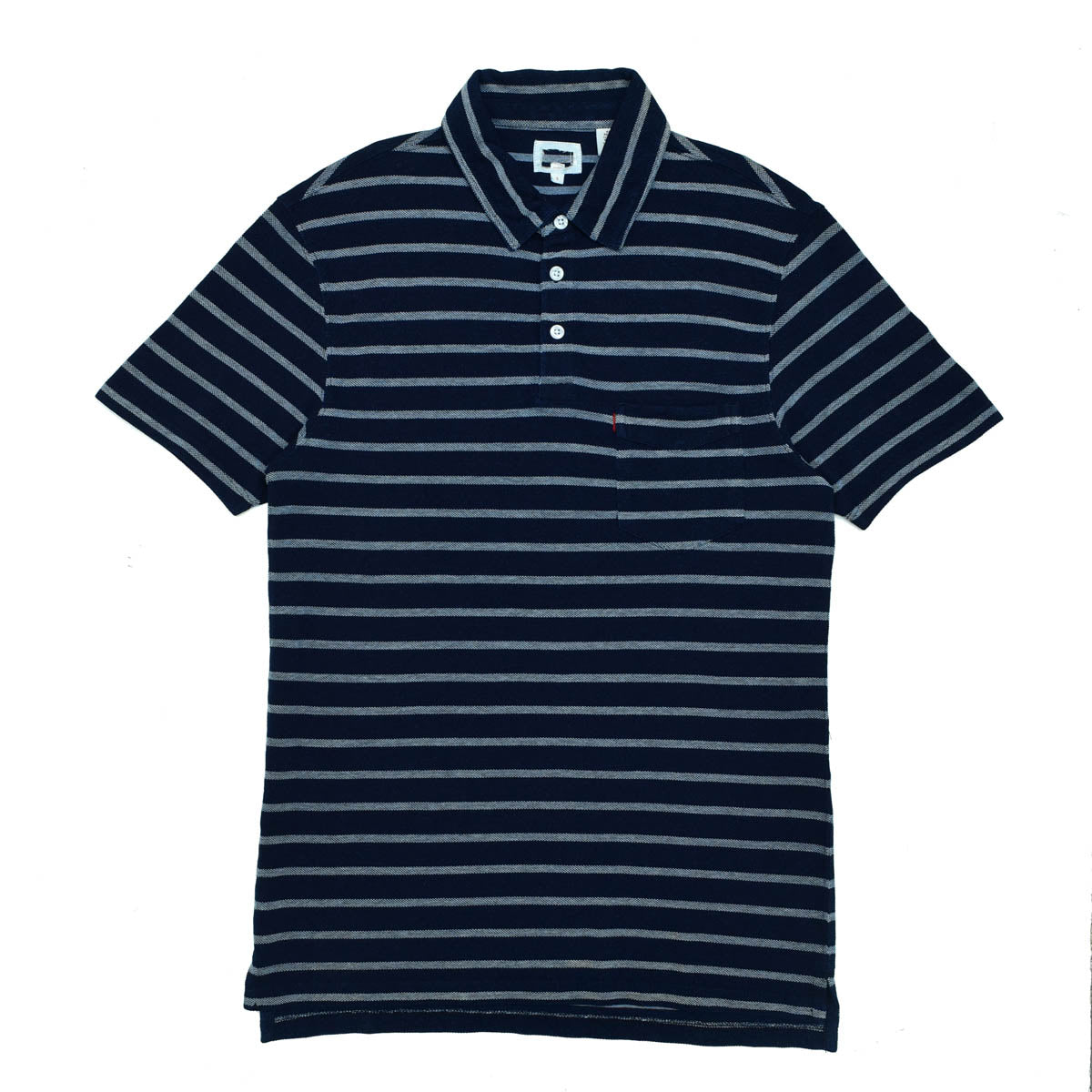 POLO MEN - BLUE WITH WHITE LINES ONT POCKET