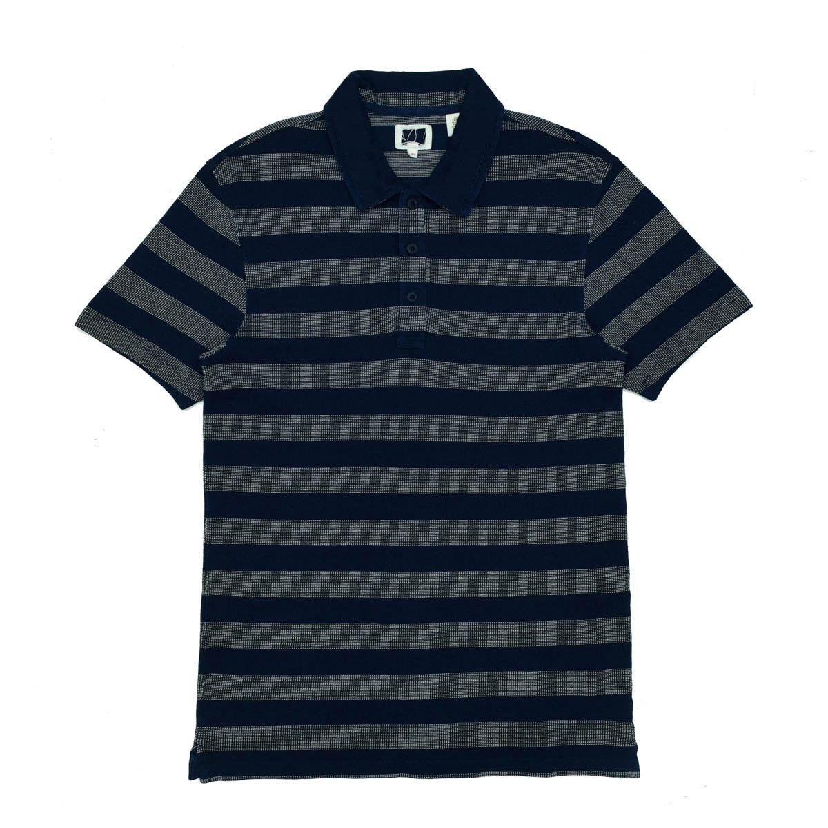 POLO MEN - BLUE WITH DOTTED THICK LINES PLAIN COLLAR