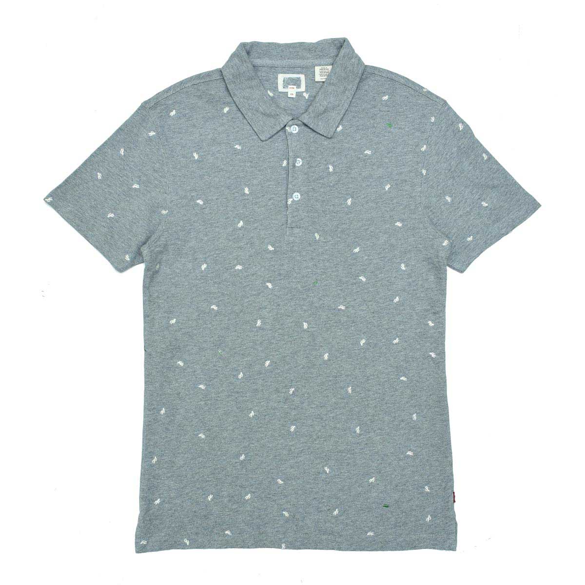POLO MEN - GREY WITH CACTUS PRINT