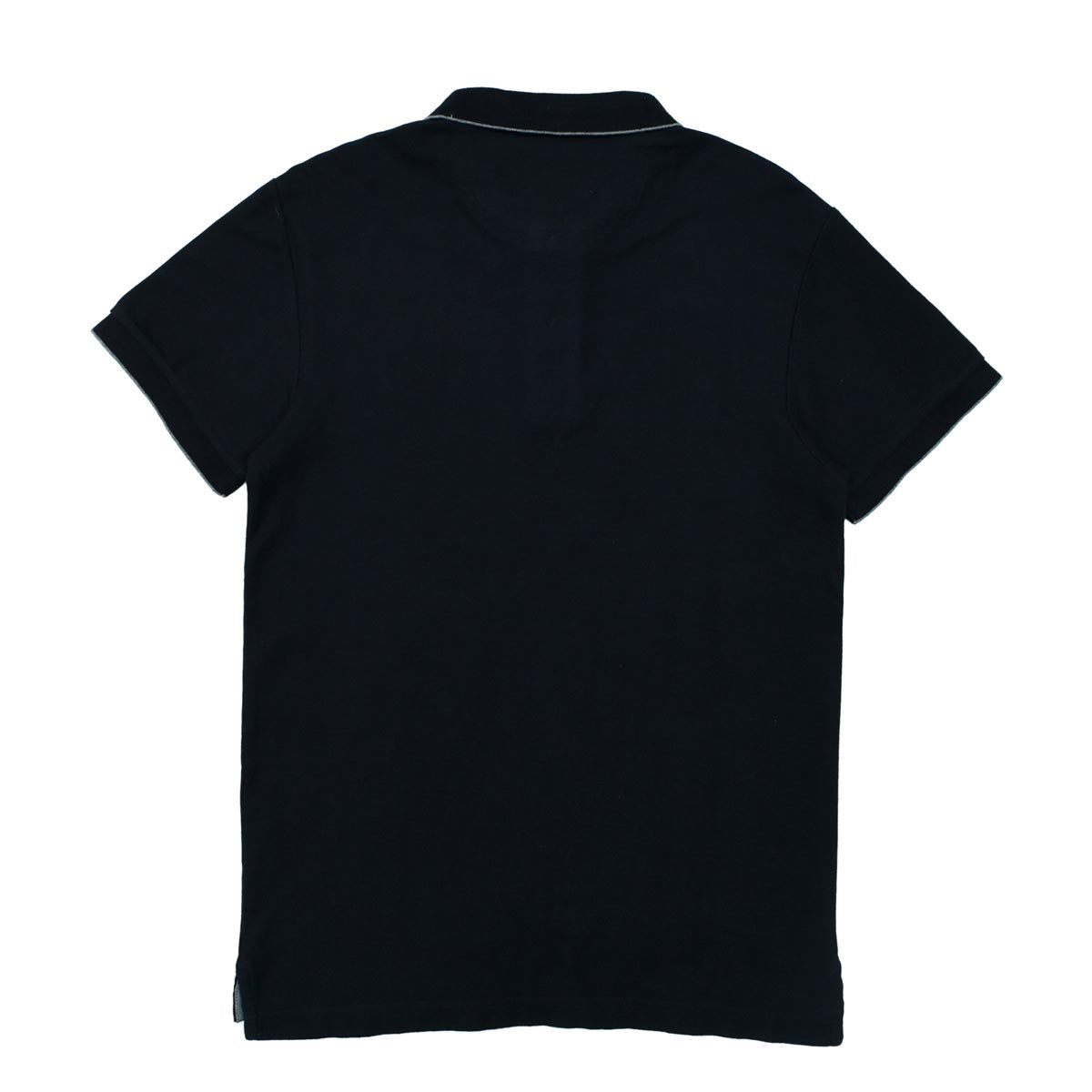 POLO MEN - BLACK WITH GREY THIN STRIPES ON COLLAR