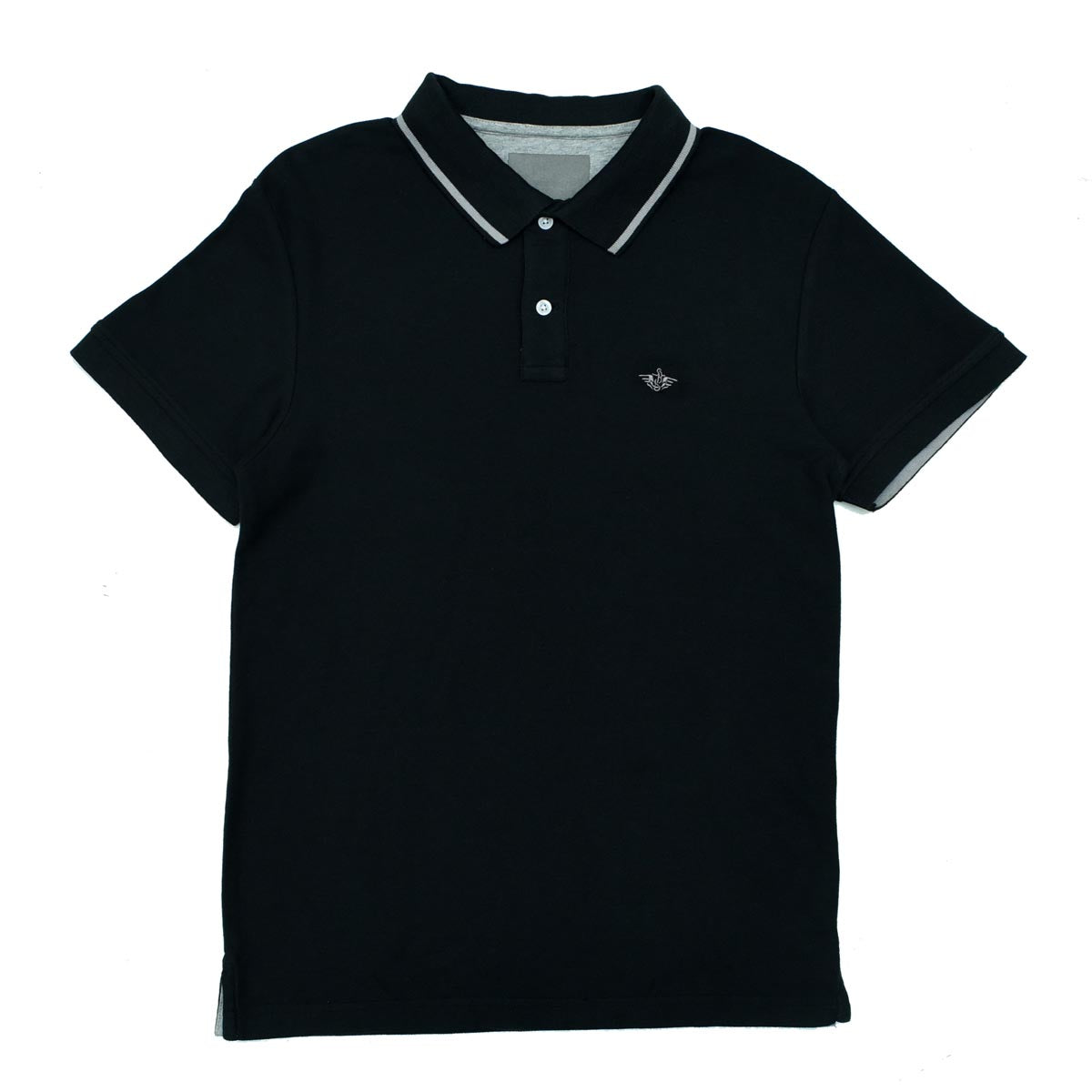 POLO MEN - BLACK WITH GREY THICK STRIPES ON COLLAR