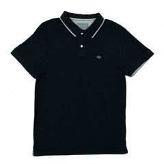 POLO MEN - BLACK WITH GREY THICK STRIPES ON COLLAR