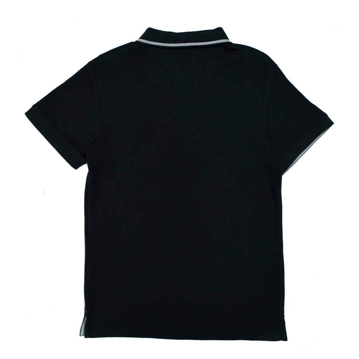 POLO MEN - BLACK WITH GREY THICK STRIPES ON COLLAR