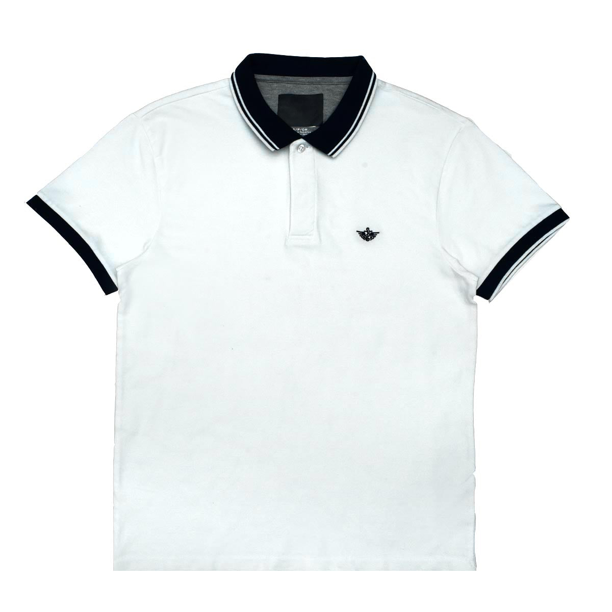 POLO MEN - WHITE WITH BLACK COLLAR