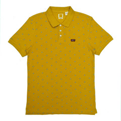 POLO (MEN) - YELLOW WITH FLOWER PRINT