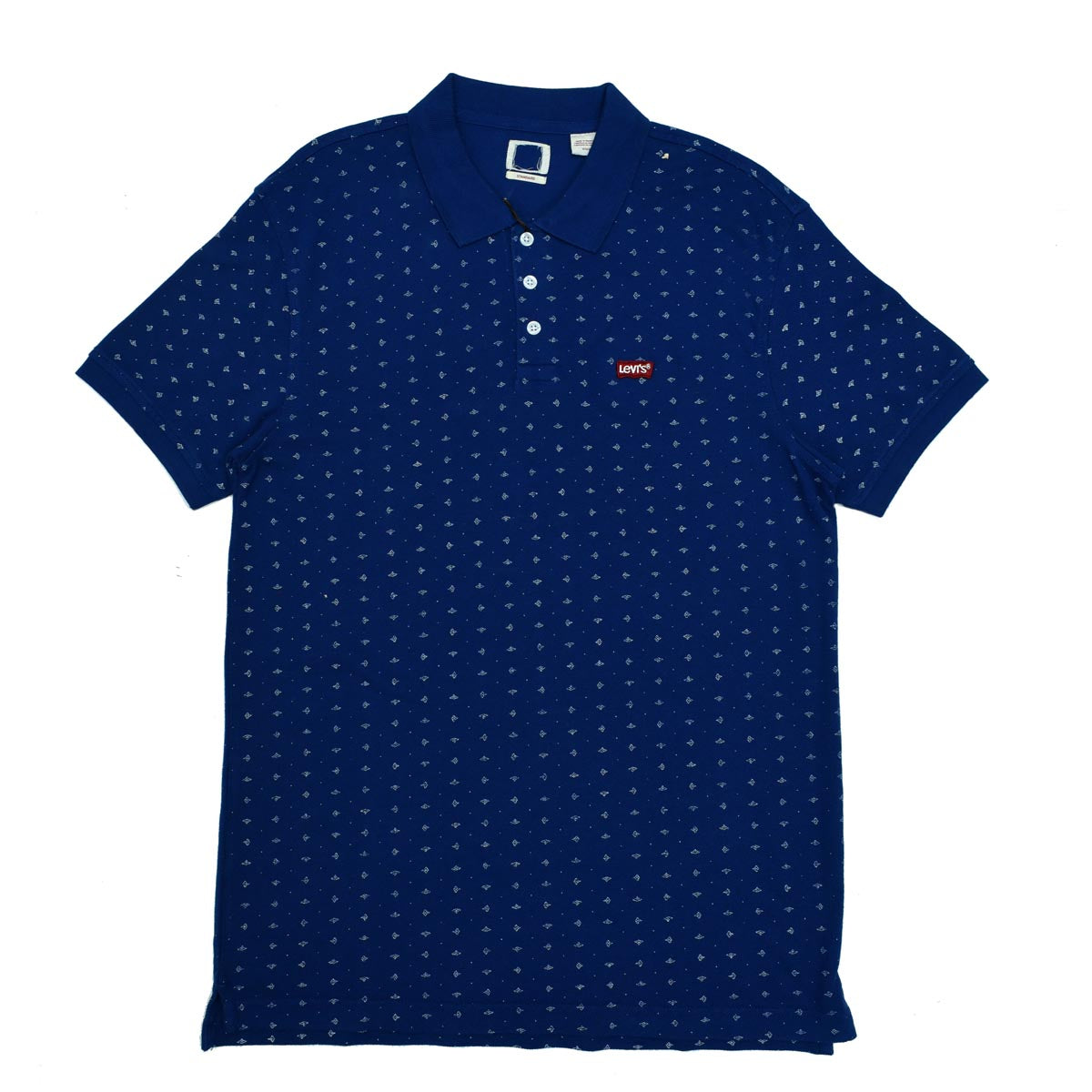 POLO MEN - BLUE WITH WHITE PRINT