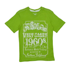 V NECK - T-SHIRT GREEN VINTAGE FRONT & BACK PRINT