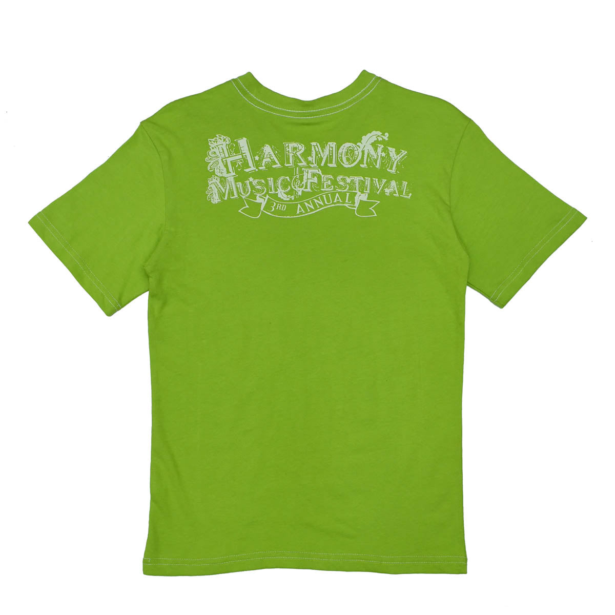 V NECK - T-SHIRT GREEN VINTAGE FRONT & BACK PRINT