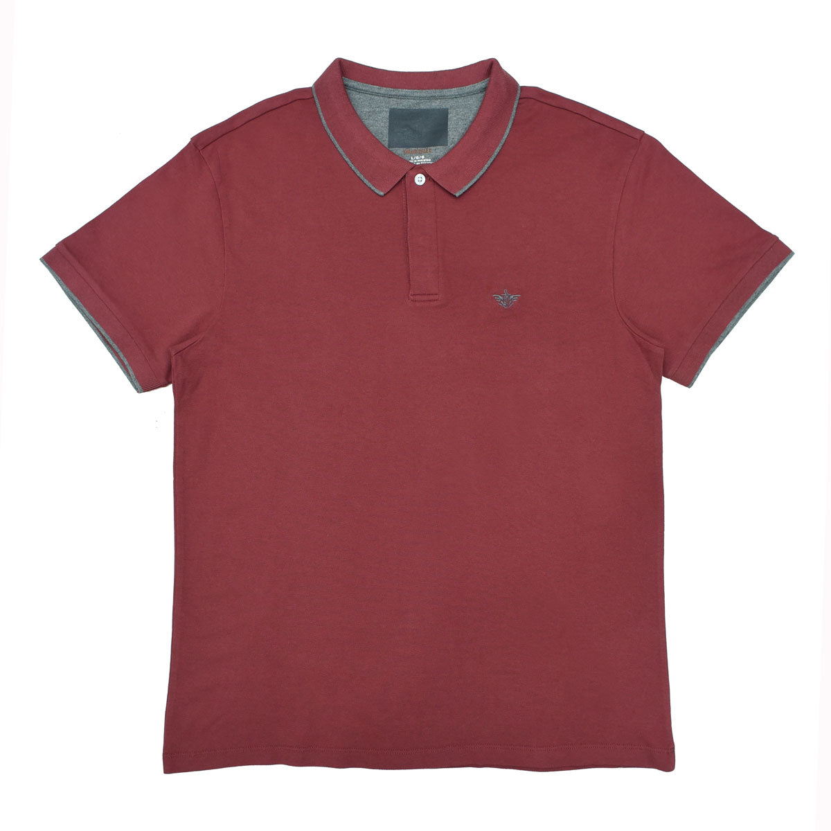 POLO MEN - RUSTED BROWN WITH GREY STRIPES ON COLLAR