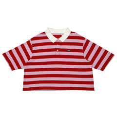 POLO WOMEN CREW CUT -PINK & RED CANDY STRIPS