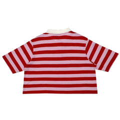 POLO WOMEN CREW CUT -PINK & RED CANDY STRIPS