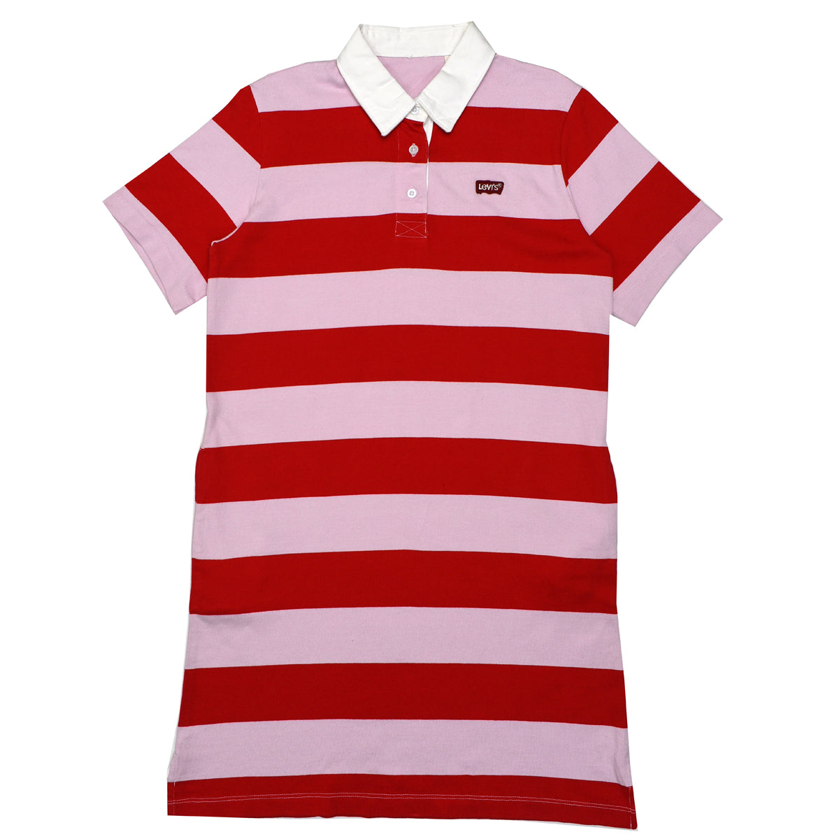 POLO WOMEN - LIGHT PINK WITH THICK RED STRIPS