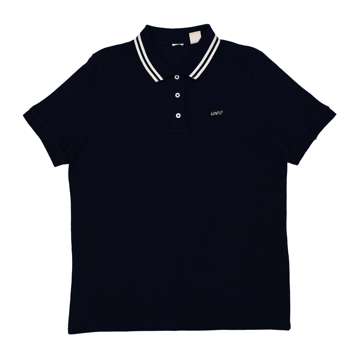 POLO WOMEN -DEEP BLUE WITH DOUBLE WHITE STRIP COLLAR