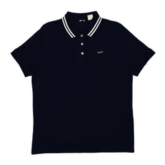 POLO WOMEN -DEEP BLUE WITH DOUBLE WHITE STRIP COLLAR