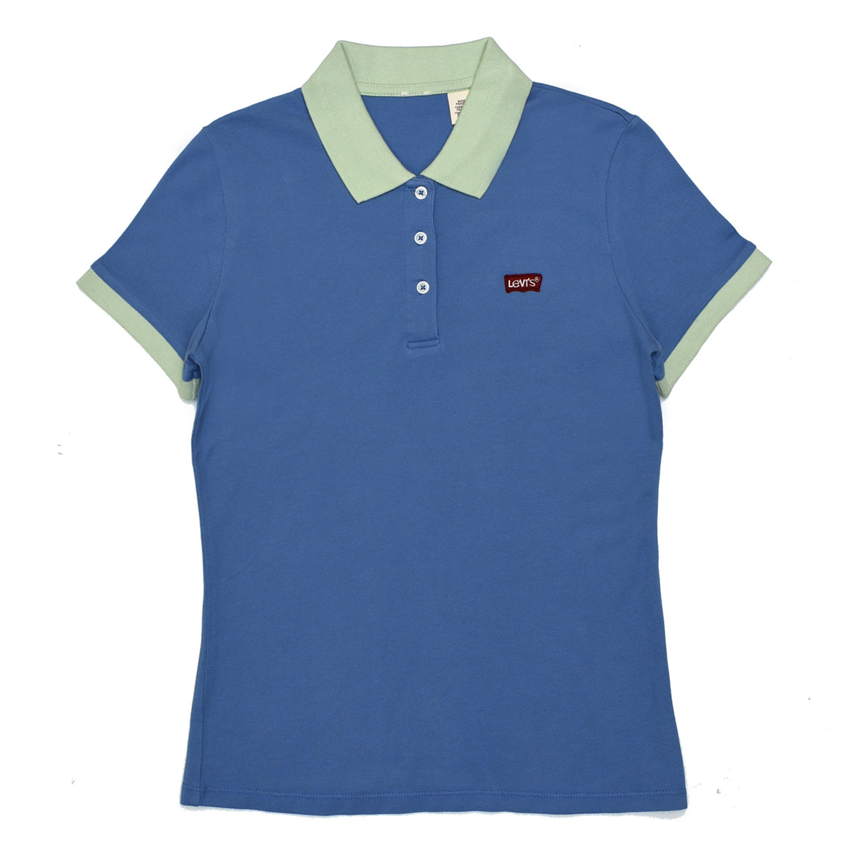 POLO WOMEN -MID BLUE WITH SEA GREEN COLLAR