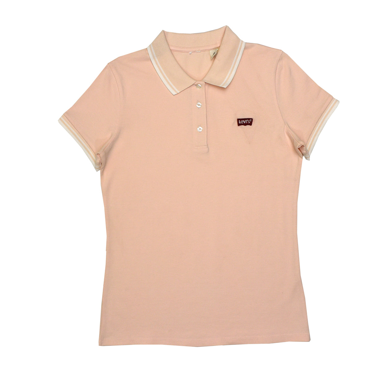 POLO WOMEN -PEACH WITH DOUBLE WHITE STRIP COLLAR