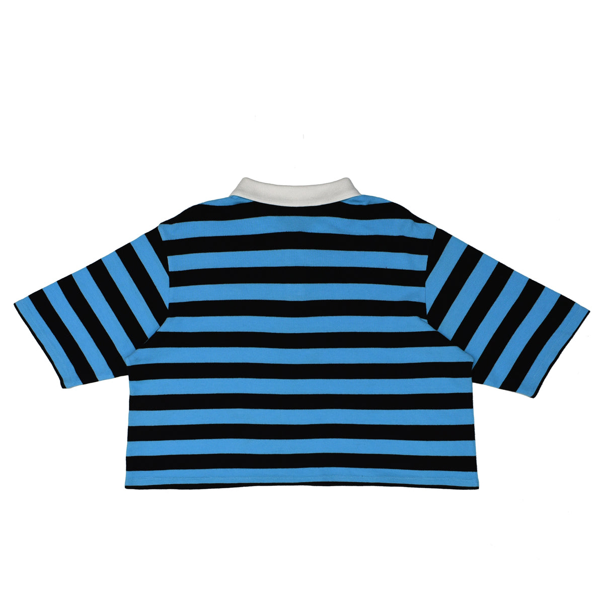 POLO WOMEN -BLUE WITH BLACK STRIPS & WHITE COLLAR