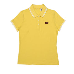 POLO WOMEN - YELLOW WITH DOUBLE WHITE STRIP COLLAR
